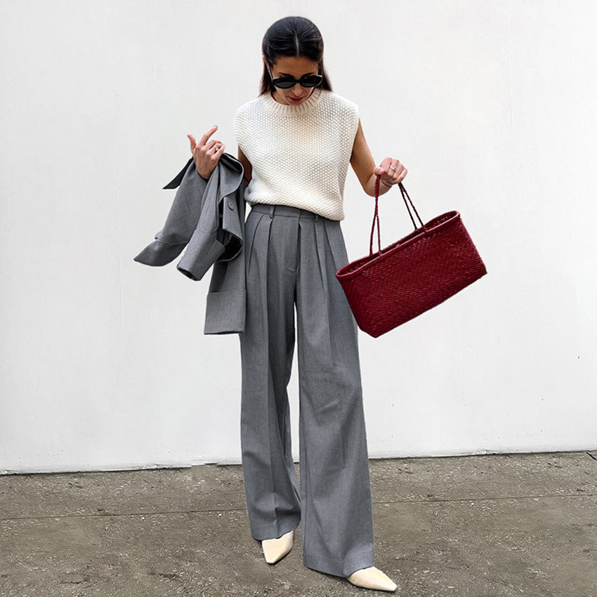 Chic Straight High Waist Pants - CELESTIA
