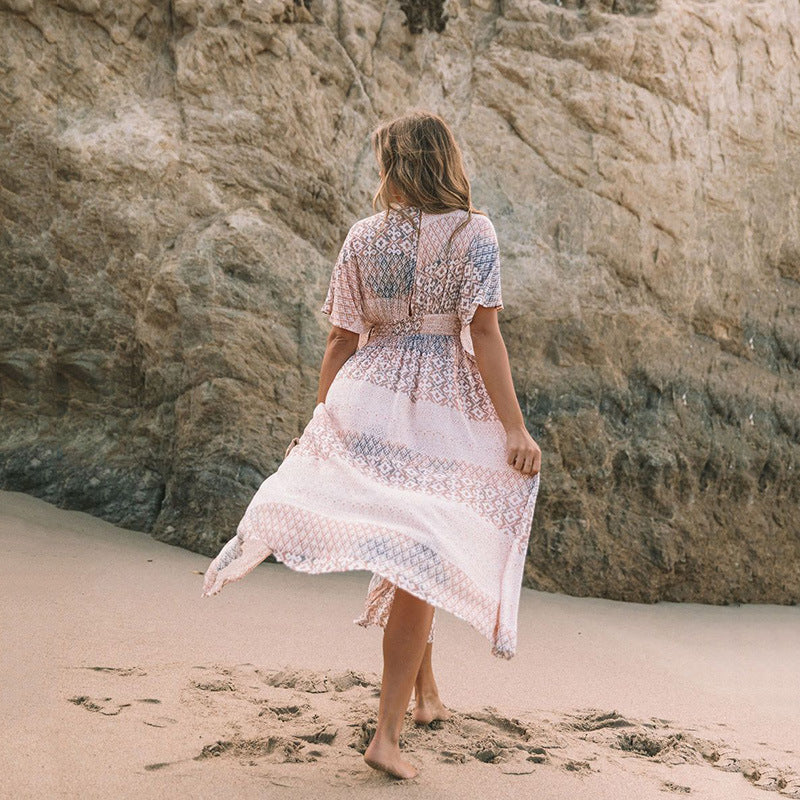 Bohemian Flowers Midi Dress - CELESTIA