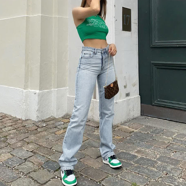 Blue Rise Stretch Jeans