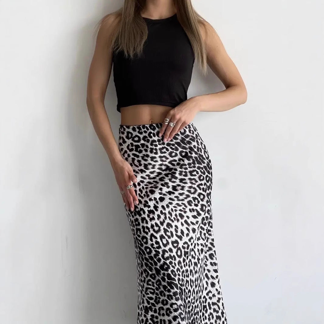 Elegant High Waist Leopard Skirt - CELESTIA
