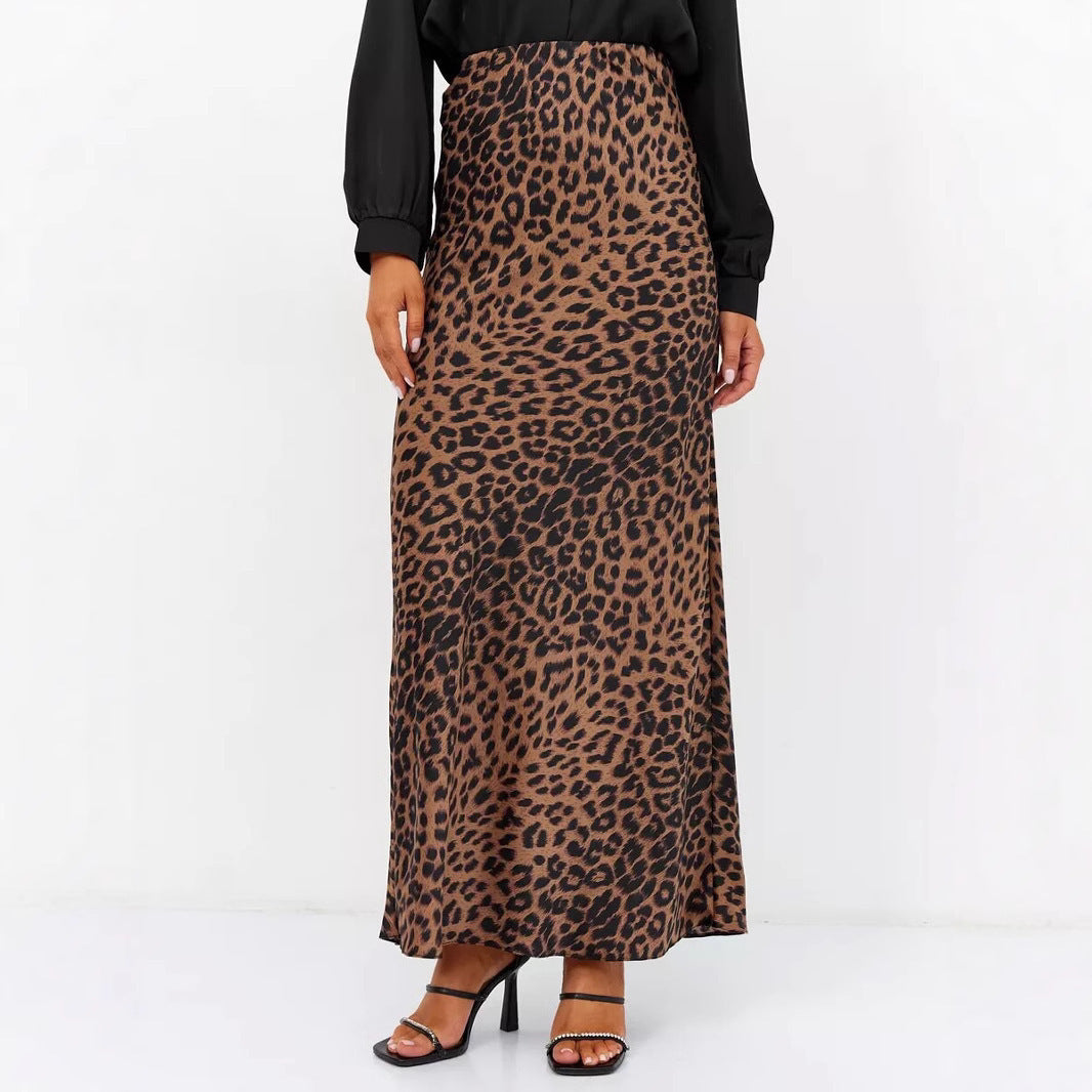 Elegant High Waist Leopard Skirt - CELESTIA