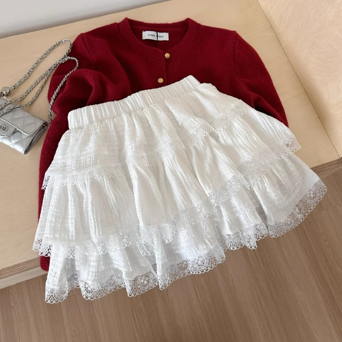 Lace Cake A-line Skirt - CELESTIA