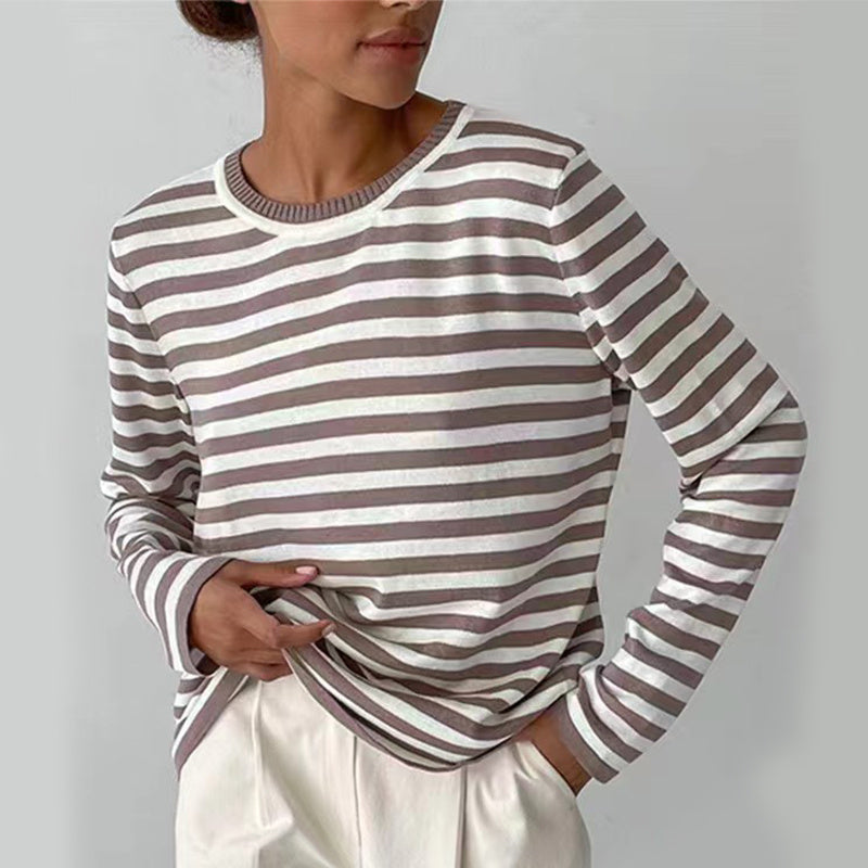 Striped Long Sleeve Top – Casual Versatile Women’s Shirt - CELESTIA