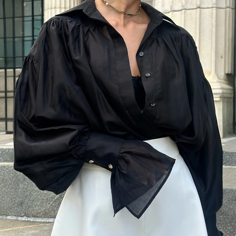 French Lantern Sleeve Shirt - CELESTIA