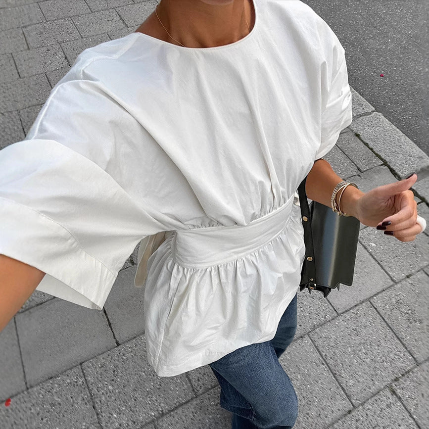 Trendy Backless T-shirt met Striksluiting