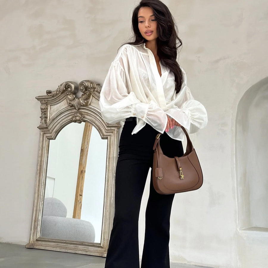 French Lantern Sleeve Shirt - CELESTIA