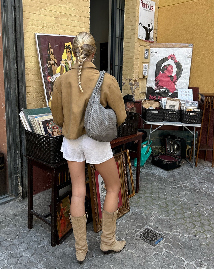 Elegant Khaki Suede Coat - CELESTIA