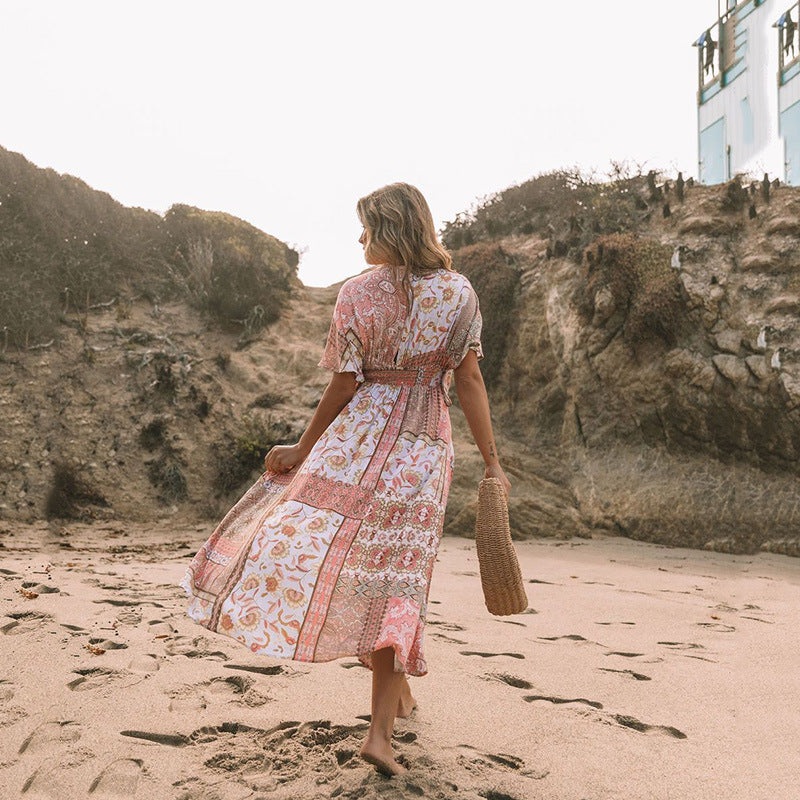 Bohemian Flowers Midi Dress - CELESTIA
