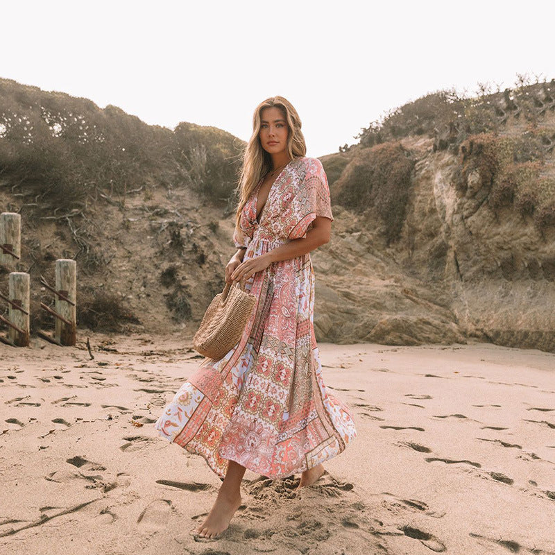 Bohemian Flowers Midi Dress - CELESTIA