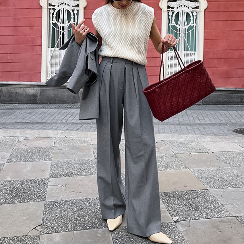Chic Straight High Waist Pants - CELESTIA