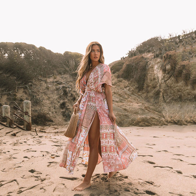 Bohemian Flowers Midi Dress - CELESTIA