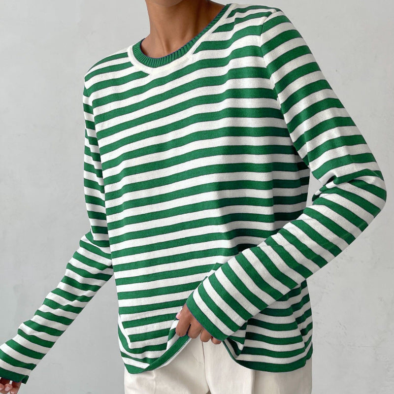 Striped Long Sleeve Top – Casual Versatile Women’s Shirt - CELESTIA