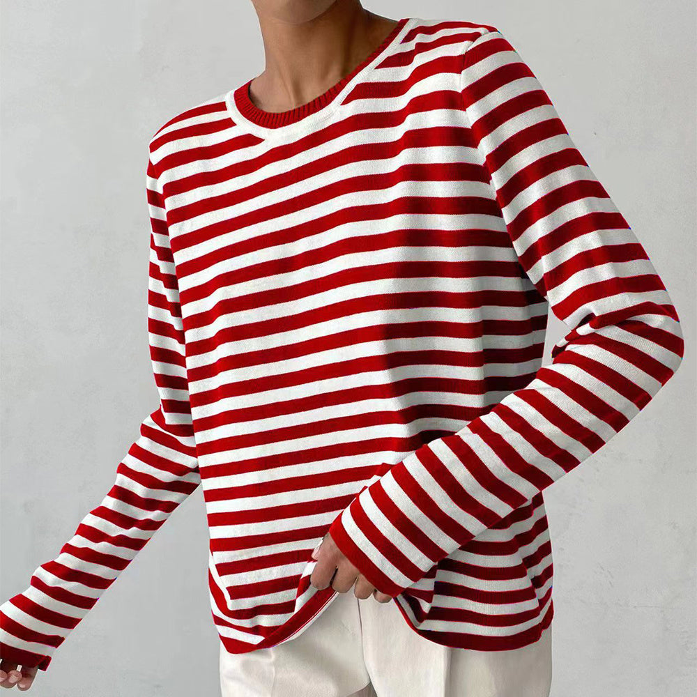 Striped Long Sleeve Top – Casual Versatile Women’s Shirt - CELESTIA