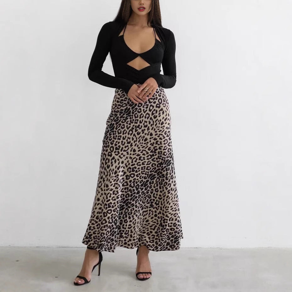 Elegant High Waist Leopard Skirt - CELESTIA