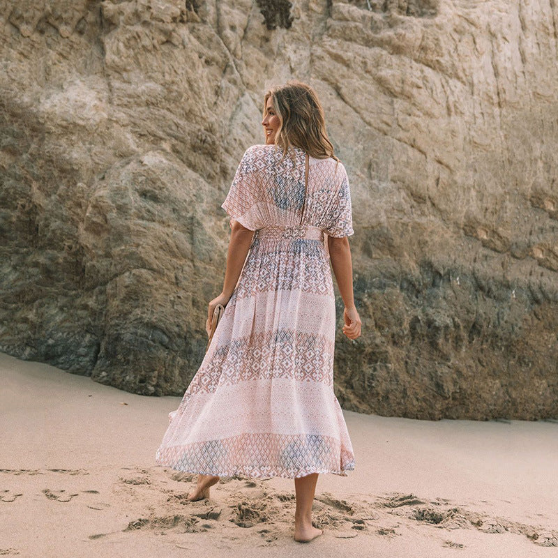 Bohemian Flowers Midi Dress - CELESTIA