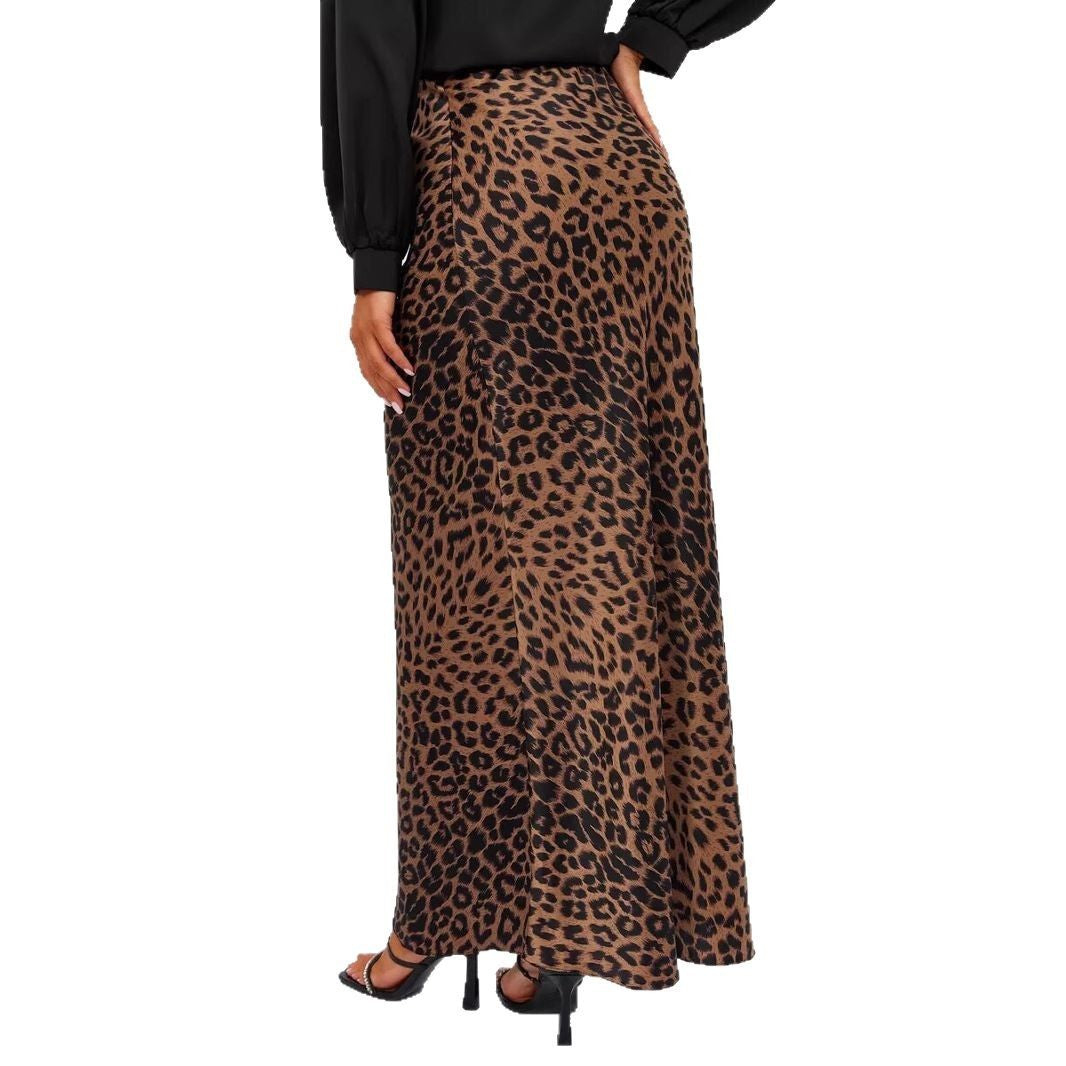 Elegant High Waist Leopard Skirt - CELESTIA