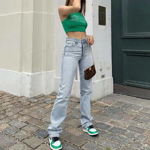 Blue Rise Stretch Jeans