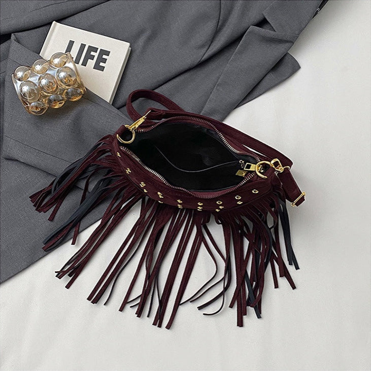 Retro Tassel Shoulder Bag - CELESTIA