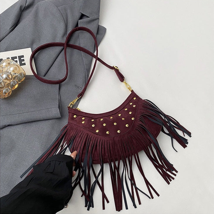 Retro Tassel Shoulder Bag - CELESTIA
