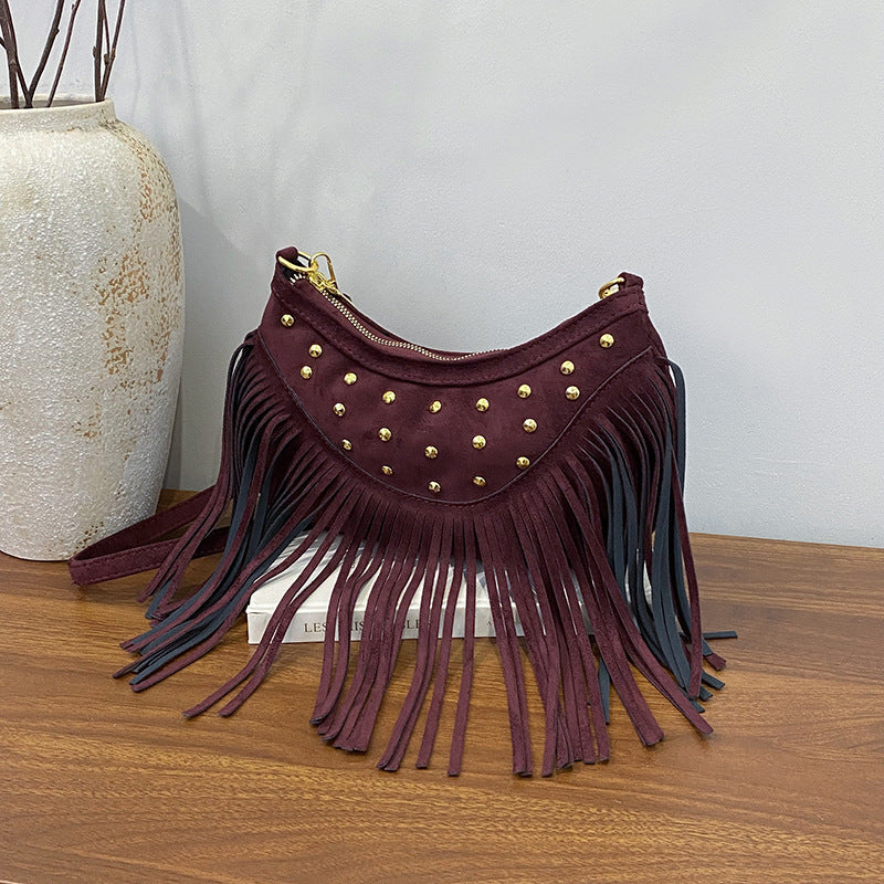 Retro Tassel Shoulder Bag - CELESTIA
